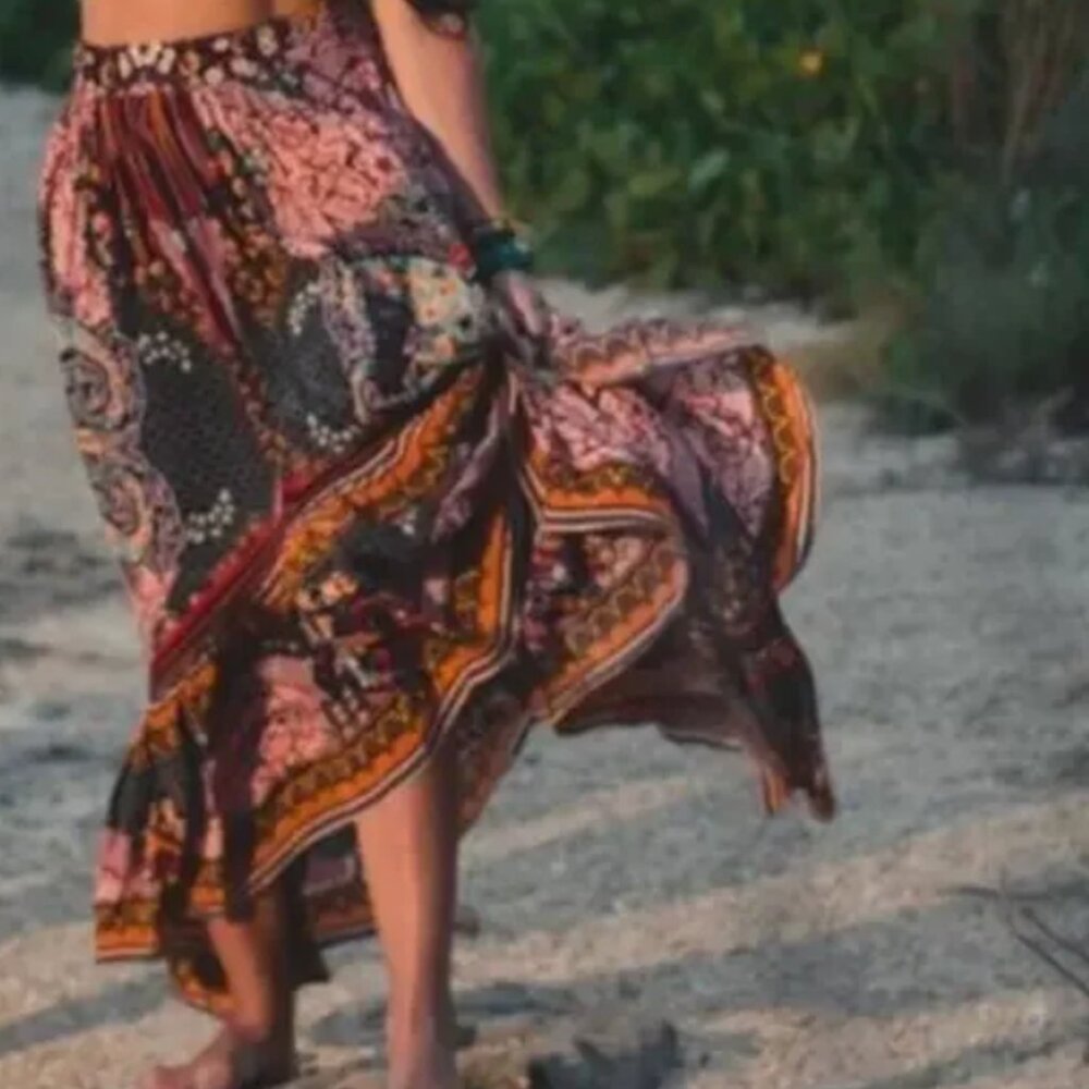 ANTHROPOLOGIE  ALLAIRE  HIGH-LOW MAXI SKIRT  by BHANUNI 100% viscose - SIZE 2 - Picture 8 of 13